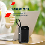 22.5W CANYON OnPower 204 20000mAh powerbanka ar USB-C un Lightning, melna
