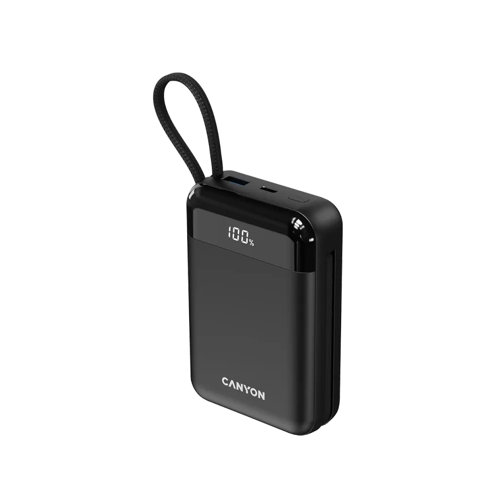 22.5W CANYON OnPower 204 20000mAh powerbanka ar USB-C un Lightning, melna
