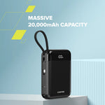 22.5W CANYON OnPower 204 20000mAh powerbanka ar USB-C un Lightning, melna