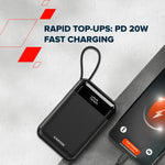 22.5W CANYON OnPower 204 20000mAh powerbanka ar USB-C un Lightning, melna
