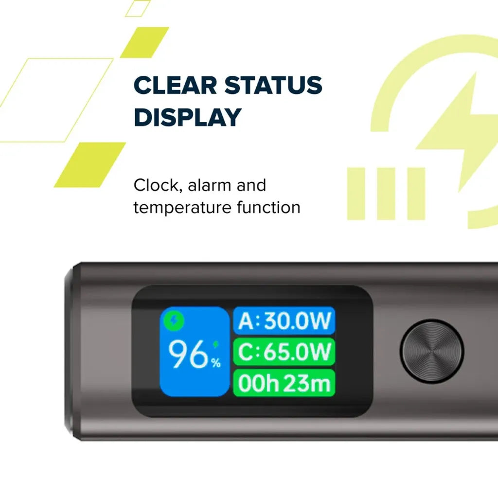 130W CANYON OnPower 230 20000mAh powerbanka ar TFT displeju, tumši pelēka