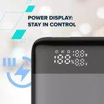 CANYON ārējais akumulators OnPower 240 ultra-ātrā uzlāde PD3.1 25 000 mAh 140W ar digitālo displeju, Tumši pelēks