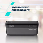 CANYON ārējais akumulators OnPower 240 ultra-ātrā uzlāde PD3.1 25 000 mAh 140W ar digitālo displeju, Tumši pelēks