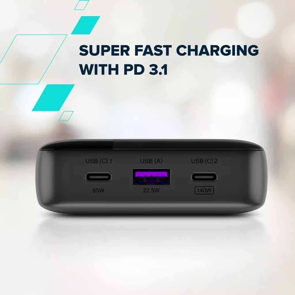 CANYON ārējais akumulators OnPower 240 ultra-ātrā uzlāde PD3.1 25 000 mAh 140W ar digitālo displeju, Tumši pelēks