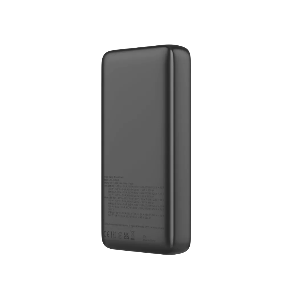 CANYON ārējais akumulators OnPower 240 ultra-ātrā uzlāde PD3.1 25 000 mAh 140W ar digitālo displeju, Tumši pelēks