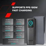 165W CANYON OnPower 265 20000mAh powerbanka ar USB-C kabeli, tumši pelēka