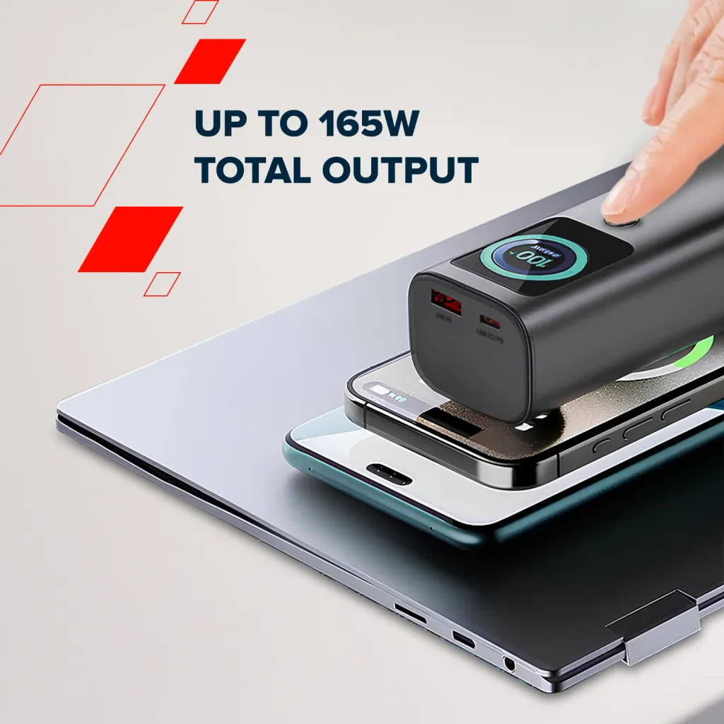 165W CANYON OnPower 265 20000mAh powerbanka ar USB-C kabeli, tumši pelēka