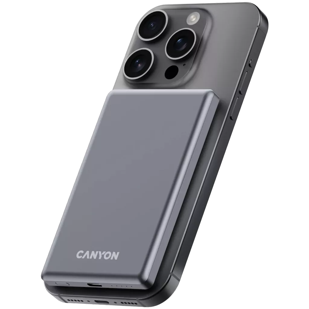 CANYON OnPower 505 Slim MagSafe 5000 mAh PD20W External Battery, Dark Gray