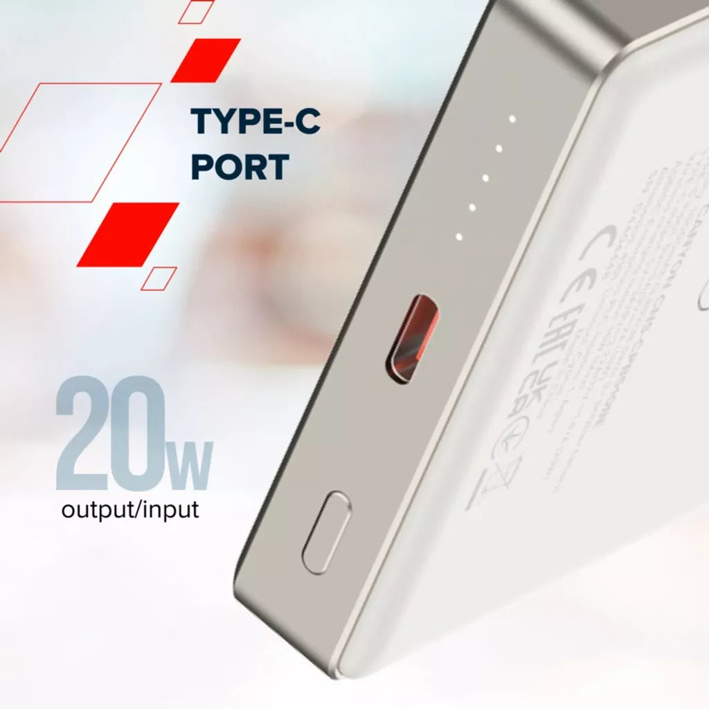 CANYON ārējā baterija OnPower 510 Slim MagSafe 10000 mAh PD20W Tumši pelēka