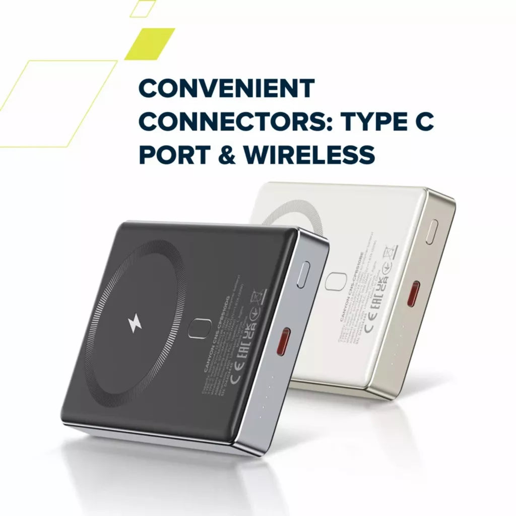 CANYON ārējā baterija OnPower 510 Slim MagSafe 10000 mAh PD20W Tumši pelēka