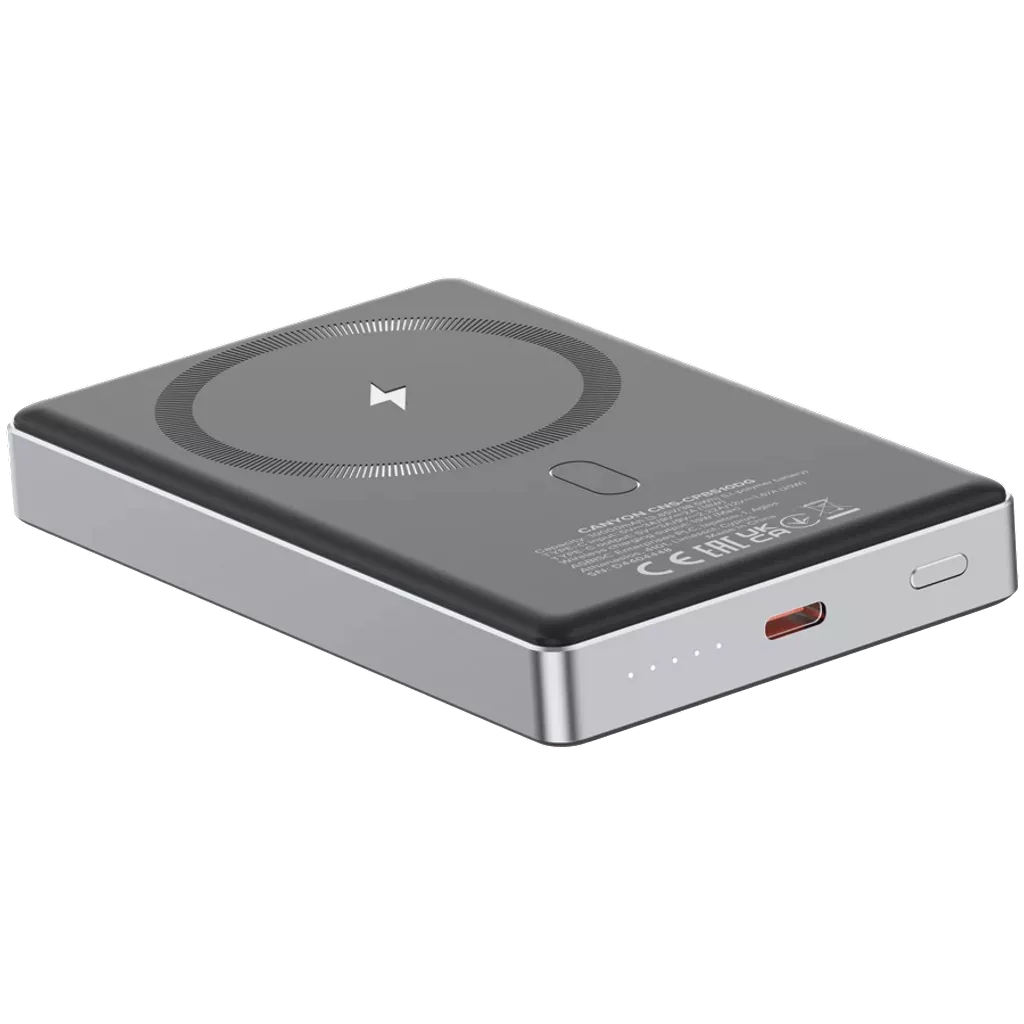 CANYON ārējā baterija OnPower 510 Slim MagSafe 10000 mAh PD20W Tumši pelēka