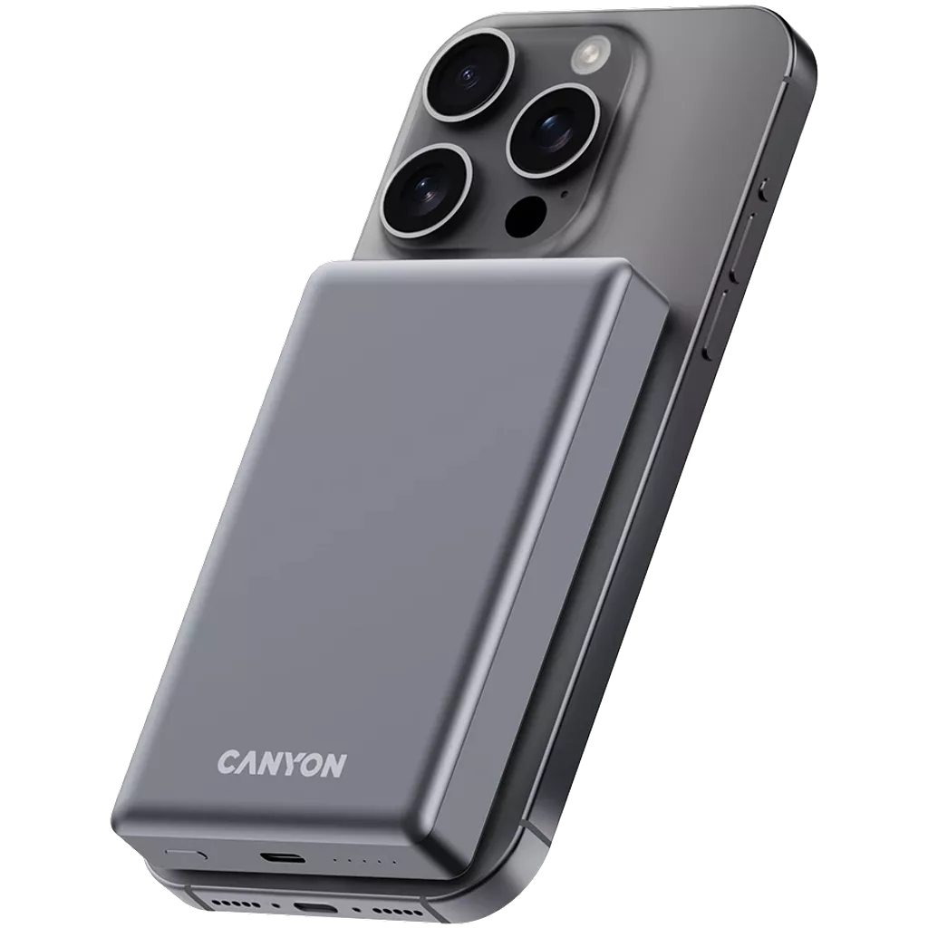 CANYON ārējā baterija OnPower 510 Slim MagSafe 10000 mAh PD20W Tumši pelēka