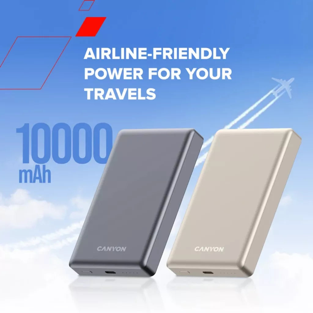 CANYON ārējā baterija OnPower 510 Slim MagSafe 10000 mAh PD20W Tumši pelēka