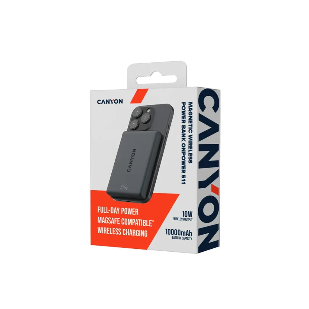 20W CANYON OnPower 511 10000mAh MagSafe powerbanka, melna