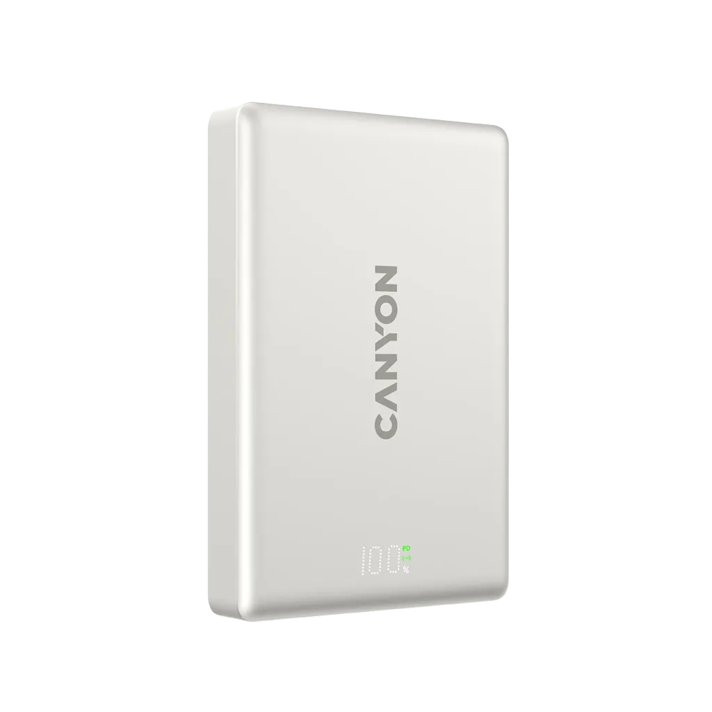 CANYON OnPower 511 20W 10000mAh magnētiskā MagSafe powerbanka, pelēka