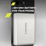 CANYON OnPower 511 20W 10000mAh magnētiskā MagSafe powerbanka, pelēka