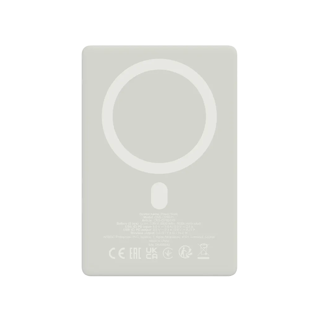 CANYON OnPower 511 20W 10000mAh magnētiskā MagSafe powerbanka, pelēka