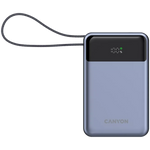 CANYON Power Bank OnPower 600 sisseehitatud kaabliga 20 000 mAh 65 W tumehall