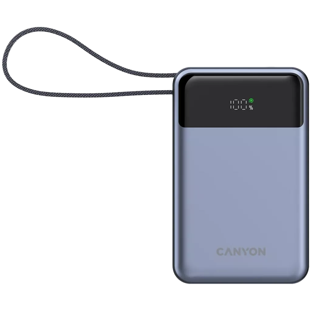 CANYON Power Bank OnPower 600 sisseehitatud kaabliga 20 000 mAh 65 W tumehall