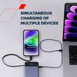 CANYON Power Bank OnPower 600 sisseehitatud kaabliga 20 000 mAh 65 W tumehall