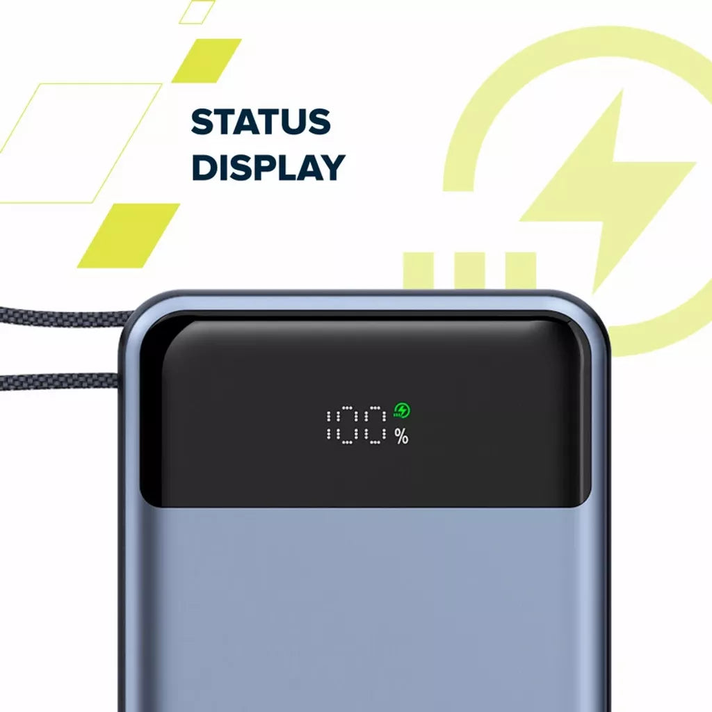 CANYON Power Bank OnPower 600 sisseehitatud kaabliga 20 000 mAh 65 W tumehall