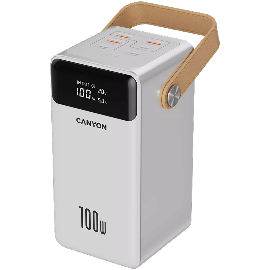 CANYON Power Bank OnPower 610 metāla 60 000 mAh 100 W balts