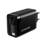 CANYON OnCharge 65RC 65W GaN lādētājs ar ievelkamu USB-C kabeli, melns