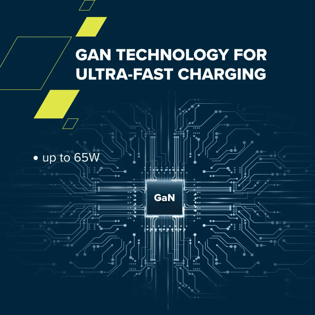 CANYON OnCharge 65RC 65W GaN lādētājs ar ievelkamu USB-C kabeli, melns