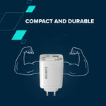 CANYON OnCharge 65RC 65W GaN lādētājs ar ievelkamu USB-C kabeli, balts