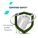CANYON OnCharge 65RC 65W GaN lādētājs ar ievelkamu USB-C kabeli, balts