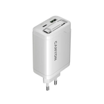 CANYON OnCharge 65RC 65W GaN lādētājs ar ievelkamu USB-C kabeli, balts