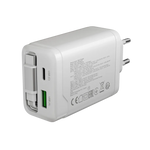 CANYON OnCharge 65RC 65W GaN lādētājs ar ievelkamu USB-C kabeli, balts