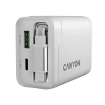 CANYON OnCharge 65RC 65W GaN lādētājs ar ievelkamu USB-C kabeli, balts