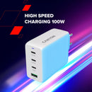 CANYON lādētājs CU100ACC GaN 100 W 3×PD 1×QC EU balts