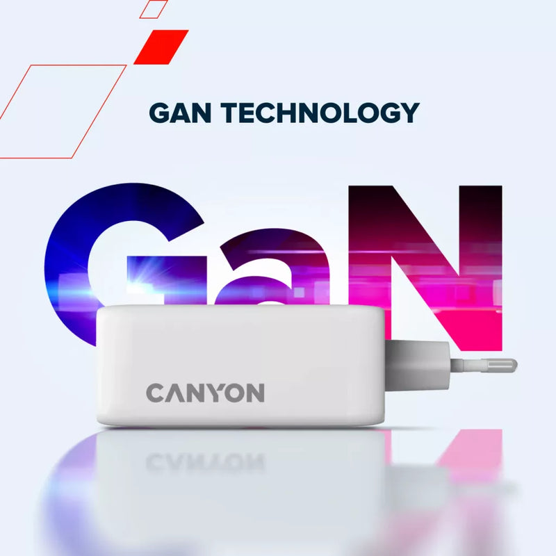 CANYON lādētājs CU100ACC GaN 100 W 3×PD 1×QC EU balts