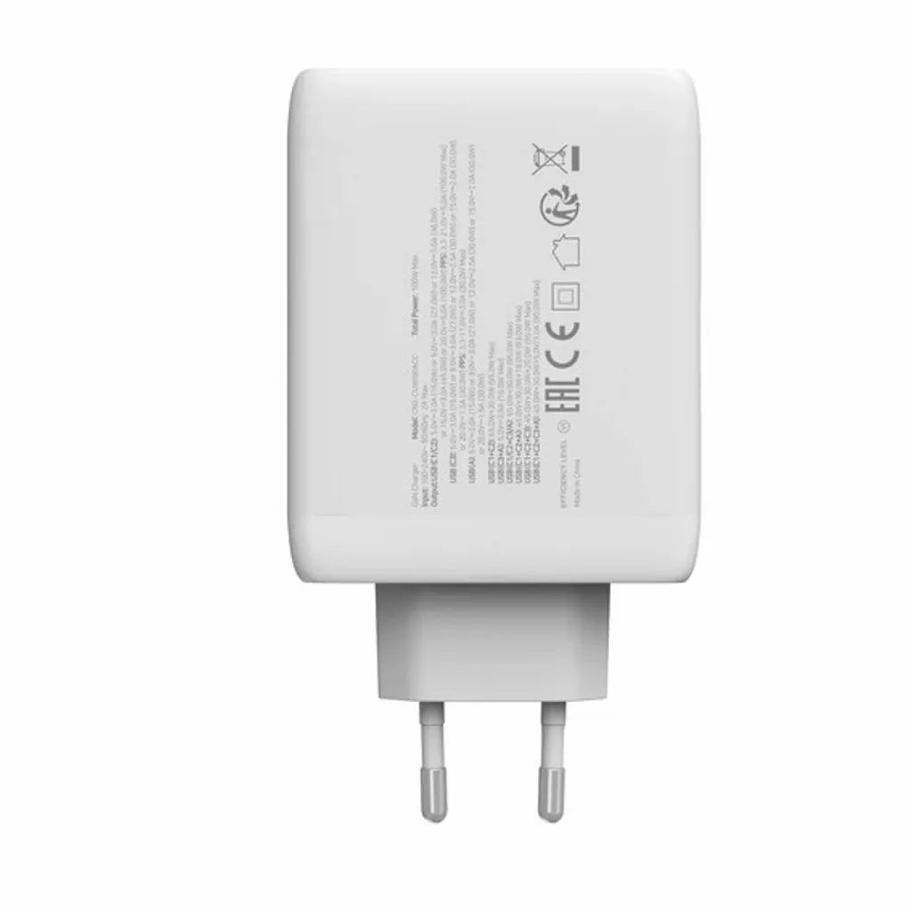 CANYON lādētājs CU100ACC GaN 100 W 3×PD 1×QC EU balts