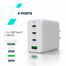 CANYON lādētājs CU100ACC GaN 100 W 3×PD 1×QC EU balts