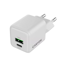 CANYON lādētājs CU20AC GaN 20 W 1×PD 1×QC EU balts