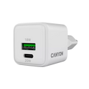 CANYON lādētājs CU20AC GaN 20 W 1×PD 1×QC EU balts