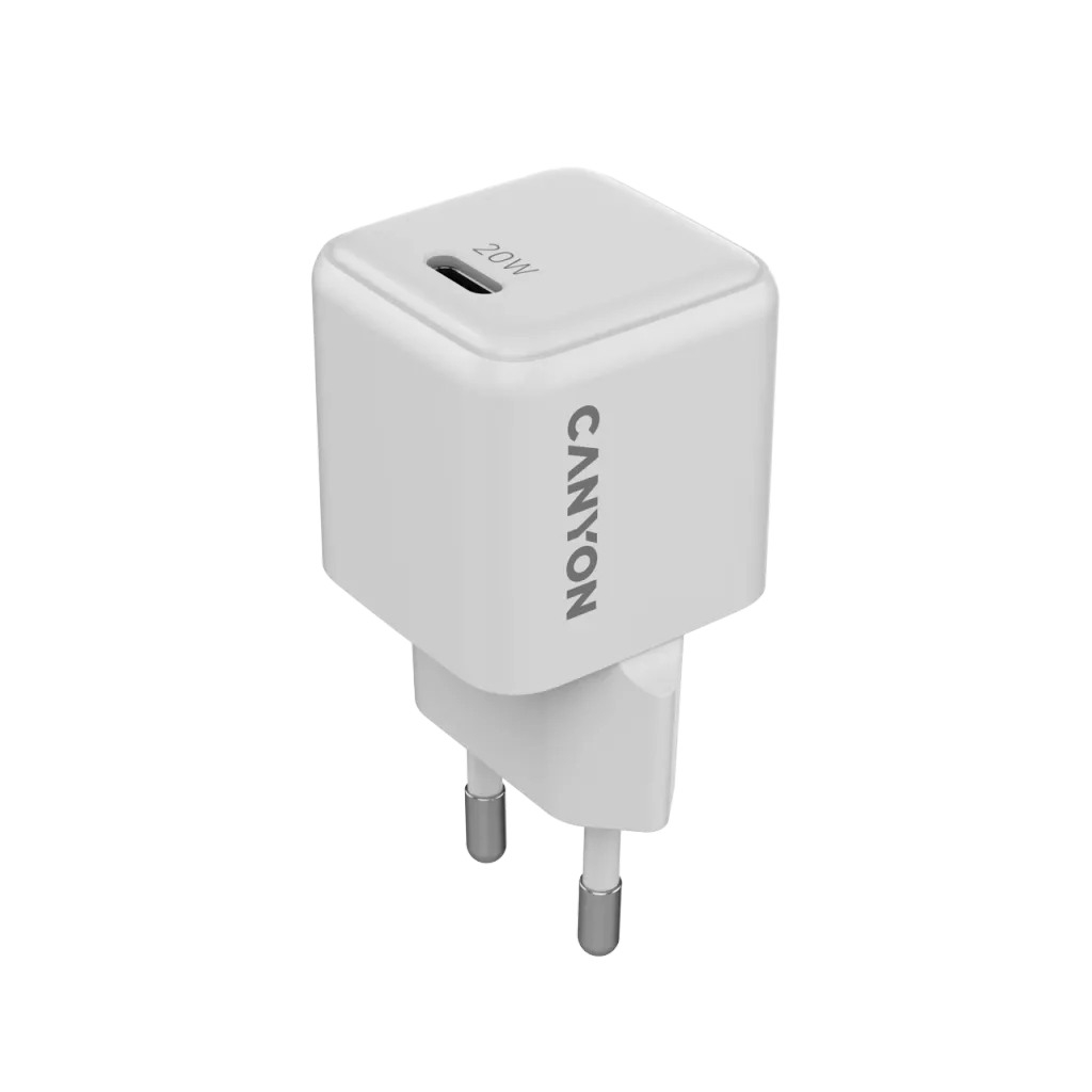 CANYON lādētājs CU20C GaN 20 W 1×PD EU balts