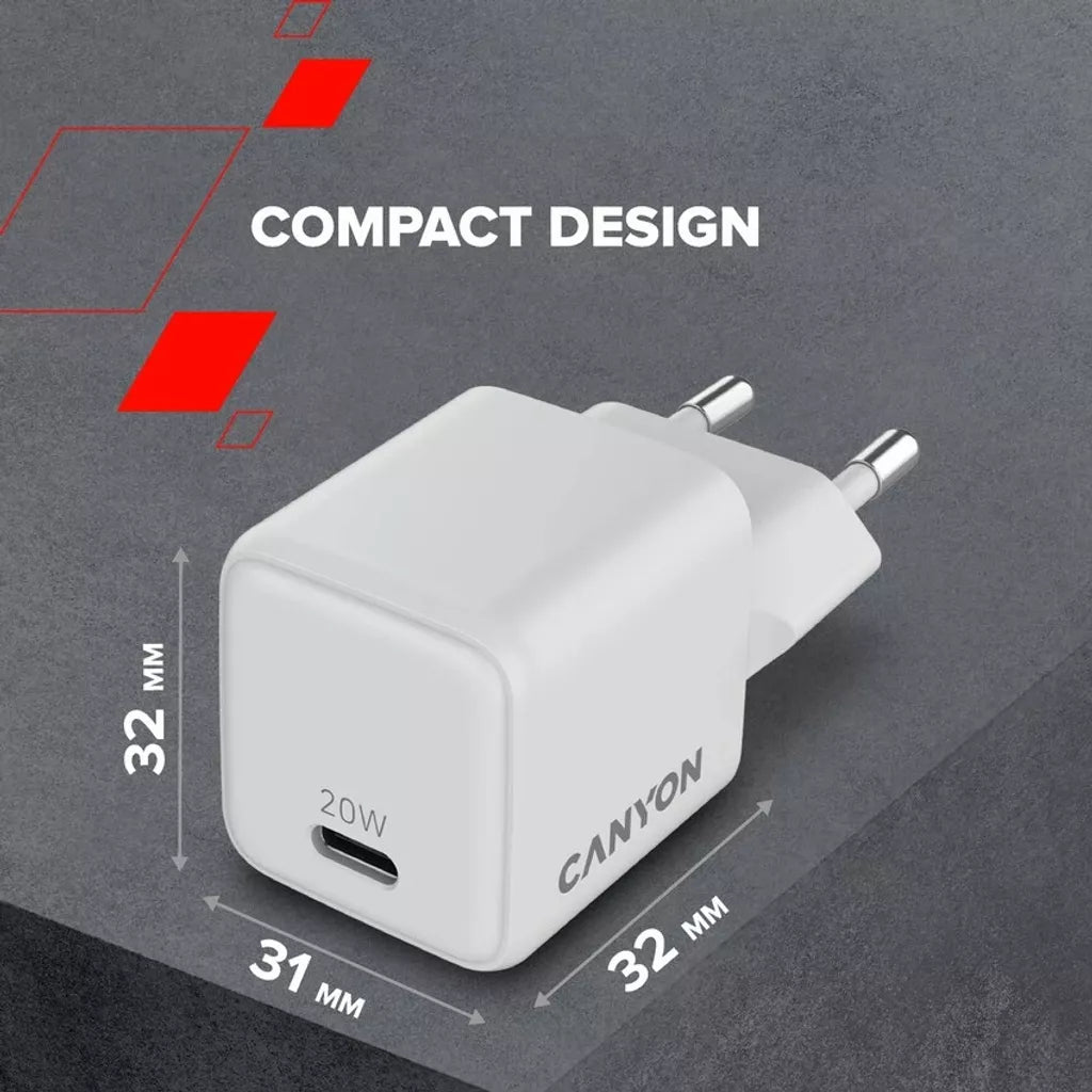 CANYON laadija CU20C GaN 20 W 1×PD EU valge