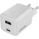 CANYON lādētājs CU45AC GaN 45 W 1×PD 1×QC EU balts