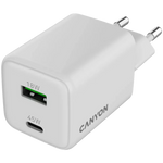CANYON lādētājs CU45AC GaN 45 W 1×PD 1×QC EU balts