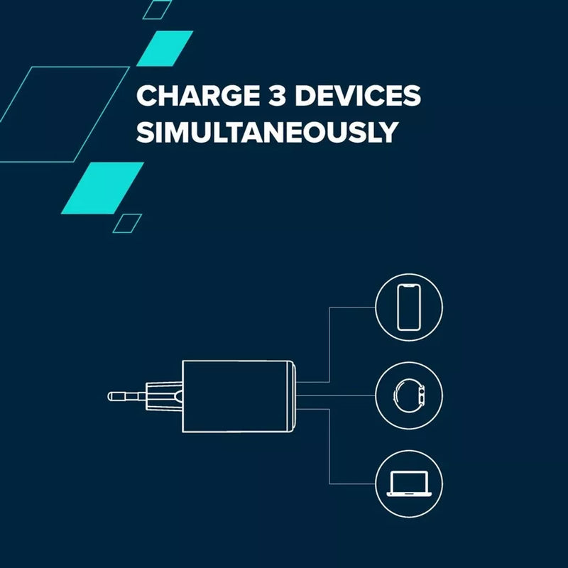 CANYON lādētājs CU65ACC GaN 65 W 2×PD 1×QC EU balts