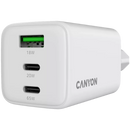 CANYON lādētājs CU65ACC GaN 65 W 2×PD 1×QC EU balts