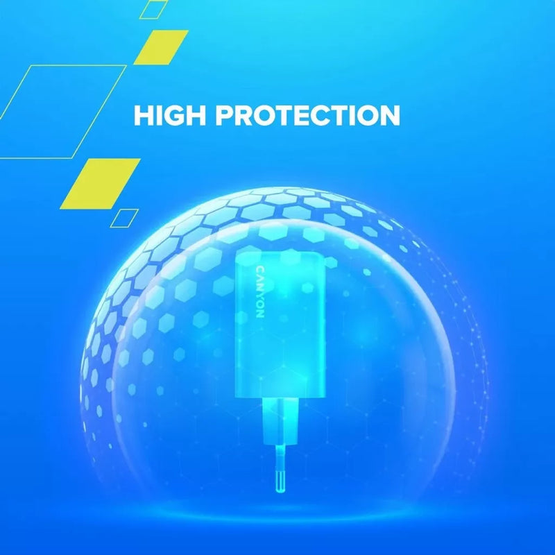 CANYON lādētājs CU65ACC GaN 65 W 2×PD 1×QC EU balts