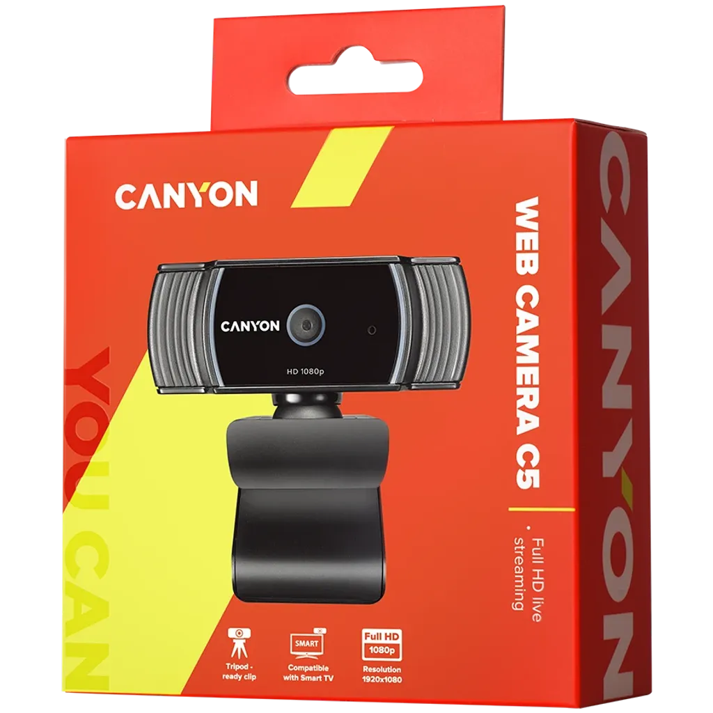 CANYON OnStream 5 Full HD 1080p tīmekļa kamera ar autofokusu un mikrofonu