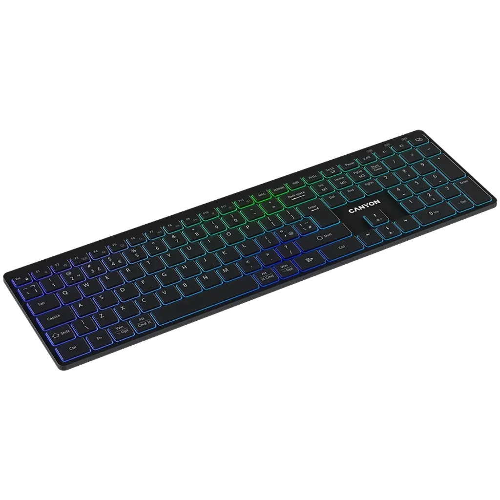 CANYON HKB-W11 bezvadu tastatūra, 2,4 GHz/Bluetooth, RGB, 113 taustiņi