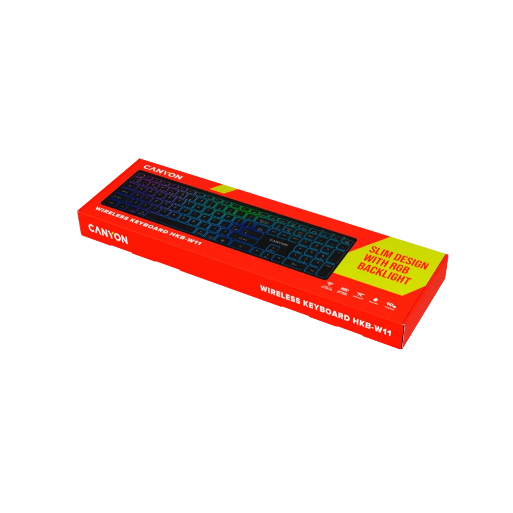 CANYON HKB-W11 bezvadu tastatūra, 2,4 GHz/Bluetooth, RGB, 113 taustiņi