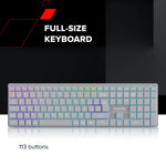 CANYON HKB-W11 bezvadu tastatūra, 2,4 GHz/Bluetooth, RGB, 113 taustiņi, pelēka